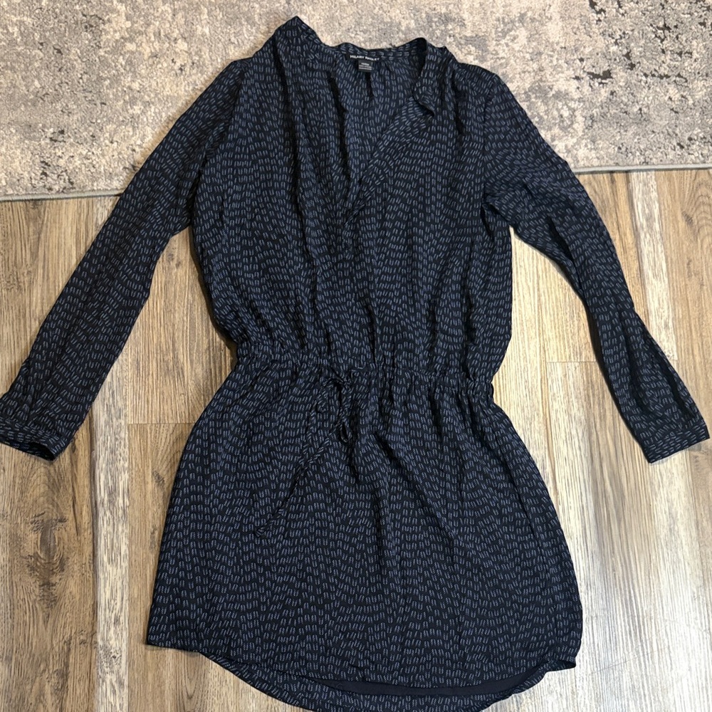 Hilary Radley Navy Patterned Long Sleeve Dress 🎄
